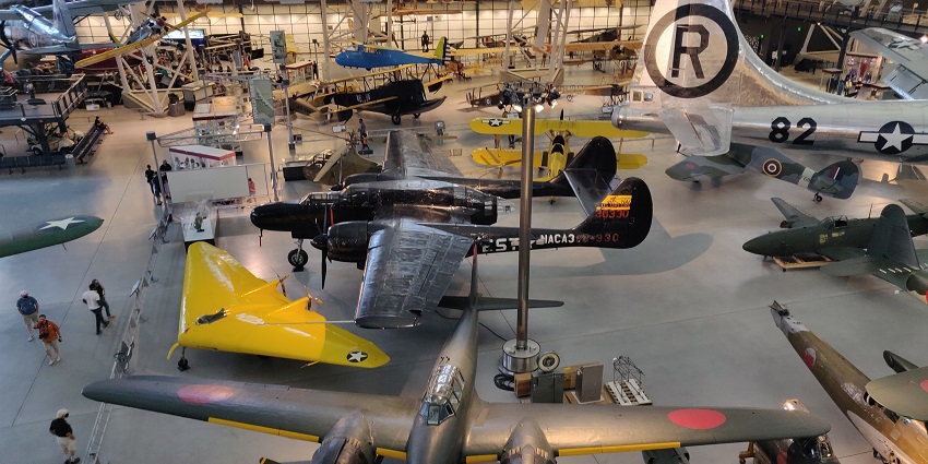 Aircraft displays at the Museum, a tourist attraction near the National Air and Space Museum