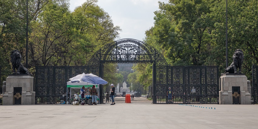 A vendor sells food at the entrance of the Chapultepec Park in Mexico City, Mexico.