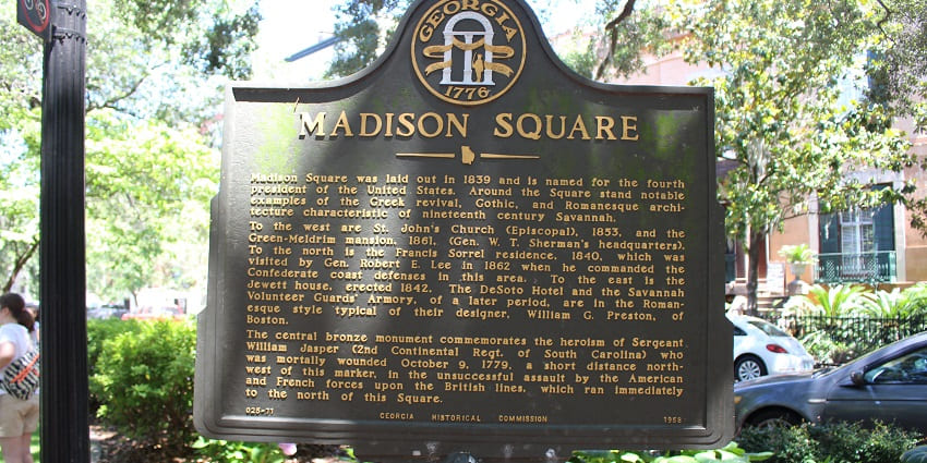 Explore Savannah’s eerie legends and haunted historical spots, which include Madison Square.