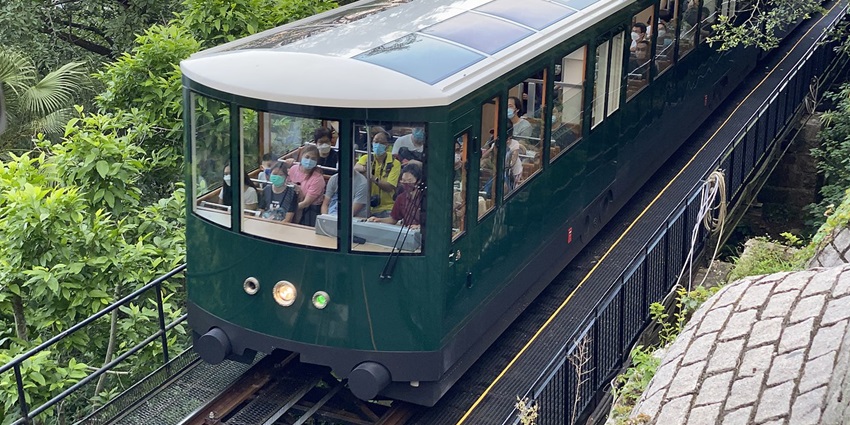 Image of the Tam train in the lush landscape of the Hong Kong