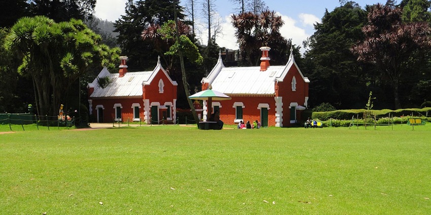 A beautiful view of a lush green park in the Government Botanical Gardens, as mentioned in the Ooty travel guide.