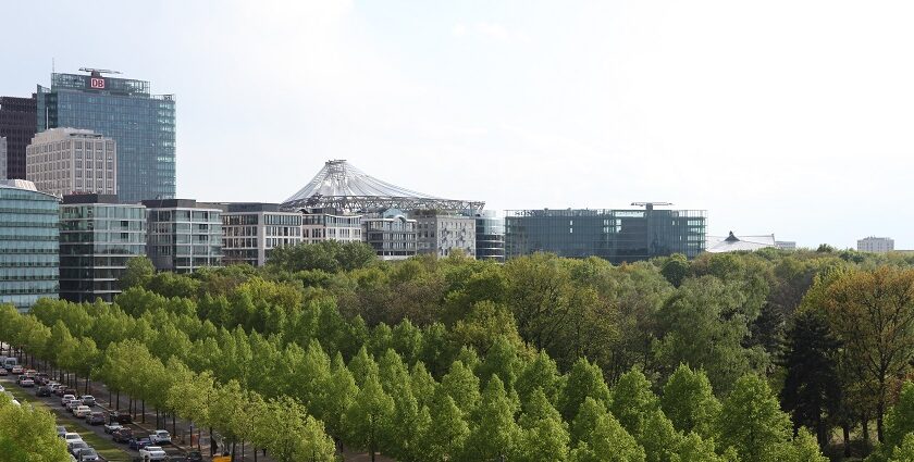 A view of the Museum of Modern Art, known for its modern artwork.