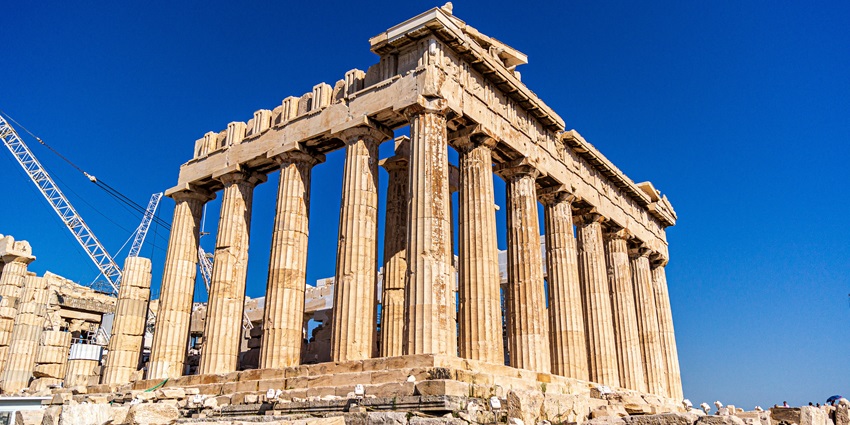 Image of the historic Acropolis temple ruins in the Athens, Greece
