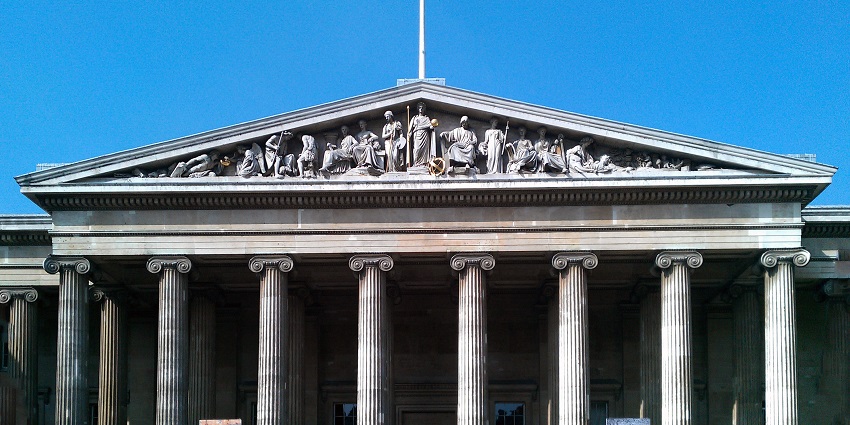 An image showing the entrance of the British Museum, a tourist attraction near Tussaud Museum