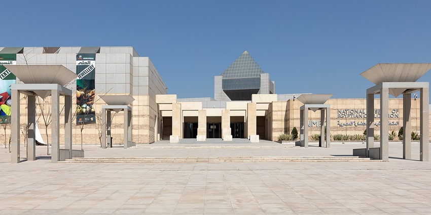 The entrance of the National Museum of Egyptian Civilisation is being showcased