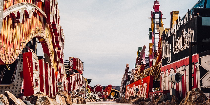 Colorurful neon signs at the Neon Museum in Las Vegas, perfect for a unique experience.