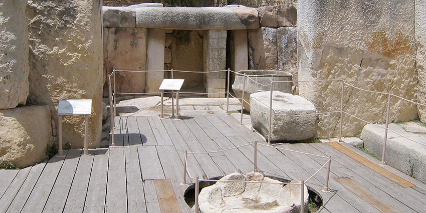 An inside view of the Tarxien Temples, one of the most historic places to visit in Malta.