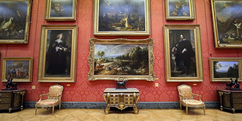 An image showing the Great Gallery in the Wallace Collection, showcasing its elegant interiors.