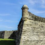 A flag waves at the Castillo de San Marcos Fort in Florida, United States.