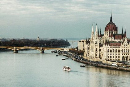 A stunning view of Budapest from Gellért Hill, showcasing the city's iconic skyline.