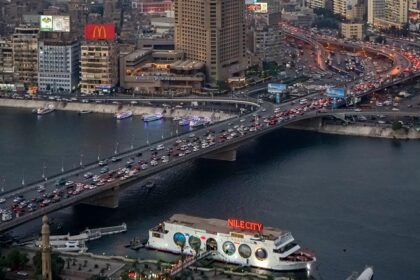 An aerial view of Cairo, the capital city of Egypt in the Middle East Region.