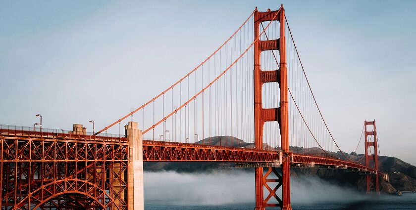 Imag eof Golden Gate Bridge under clear blue sky - discover best things to do in USA