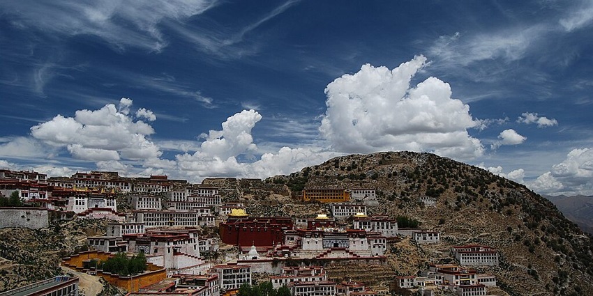 Landscape of the monastery with scenic views in the backdrop.