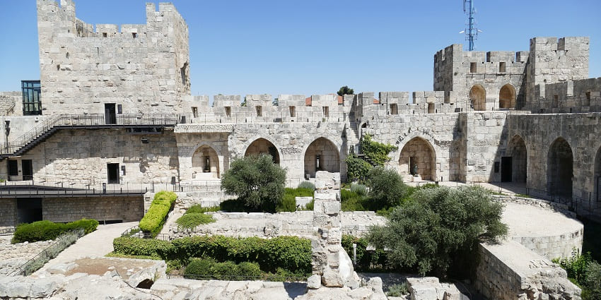 Ancient fortress offering panoramic views and historical exhibits of Jerusalem