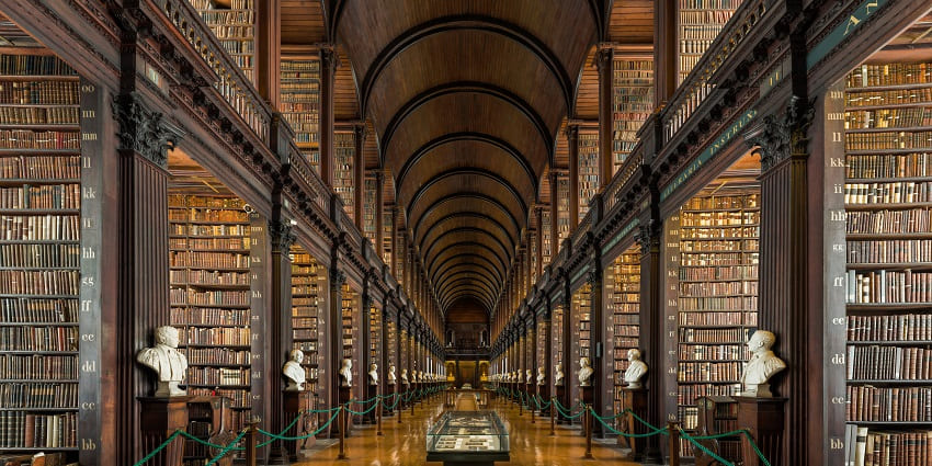 A picture of Trinity College, with a mesmerising view for bookworms.