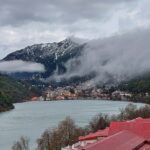 A beautiful view of snow mountain with cloud formation in Uttarakhand, a town near Nainital