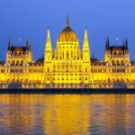 A couple enjoying the stunning views of Budapest with landmarks like the Danube River and Buda Castle.