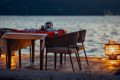 A view of romantic dining setting on the pier, one of the ways to celebrate Valentine’s day.