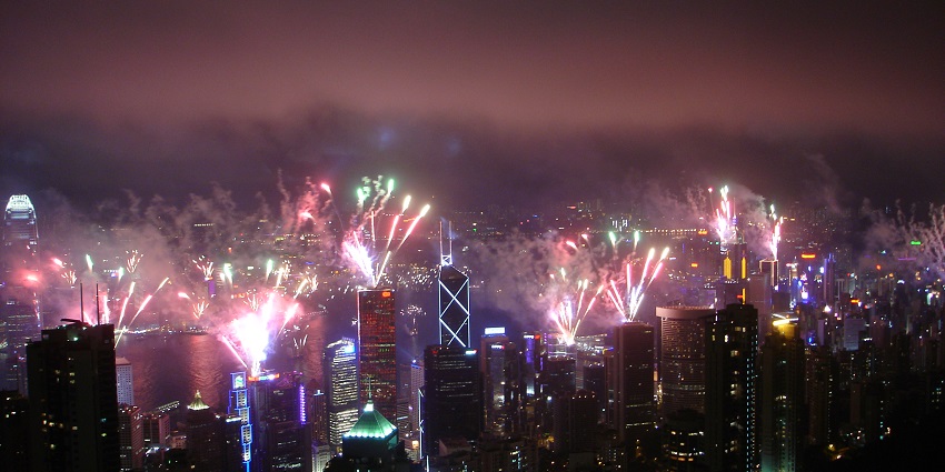 Snapshot of the new year party in Hong Kong– near the iconic victoria Harbour
