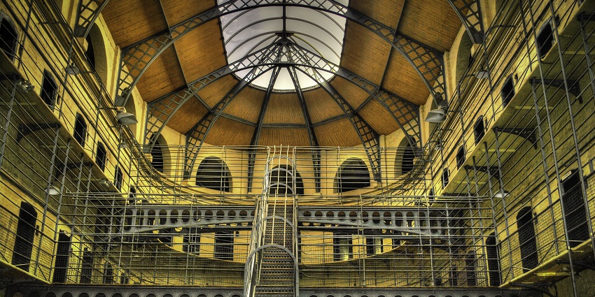 An image showing a view of Kilmainham Gaol Museum, a famous historic site in Ireland.
