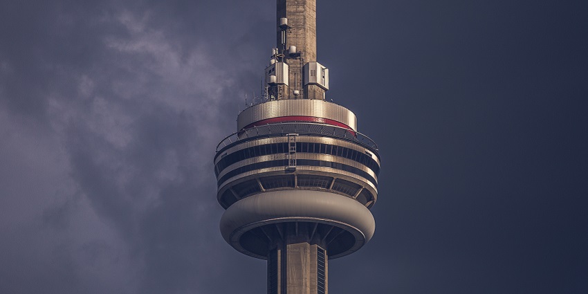 The top floor of the CN tower with modern architecture, glass windows and cloudy weather
Viewers of this file can see comments and suggestions