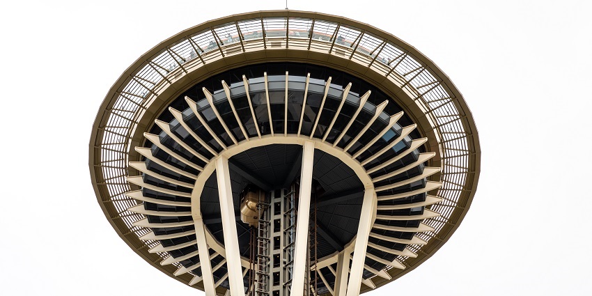 Image showing the viewing platform of Space Needle featuring a massive circular structure