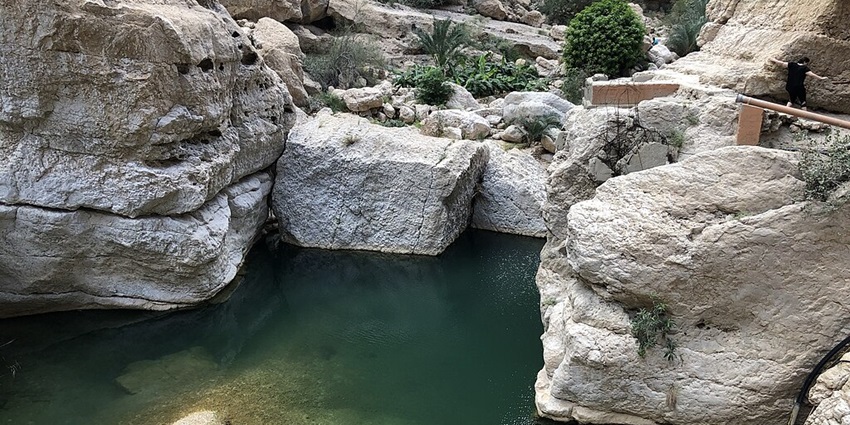 Beautiful canyon with turquoise pools and a hidden waterfall.