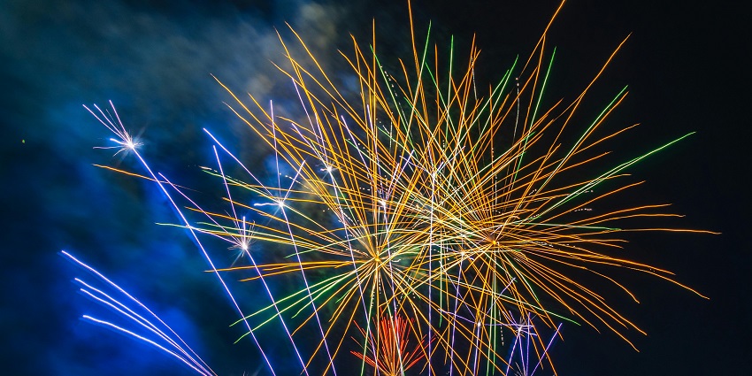 Snapshot of the beautiful fireworks in the sky of Hong Kong