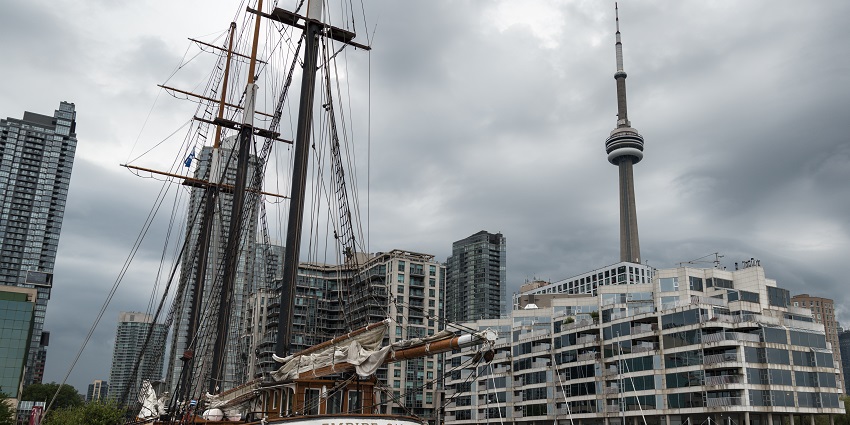 Toronto's waterfront features modern buildings, perfect for New Year in Canada.