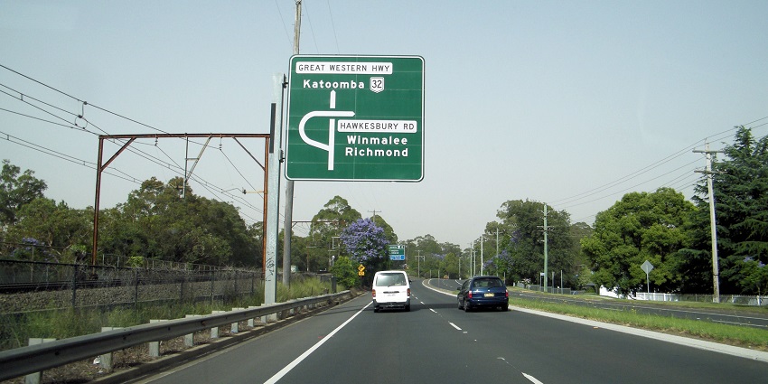 Travelling westbound on the Great Western Highway in Springwood