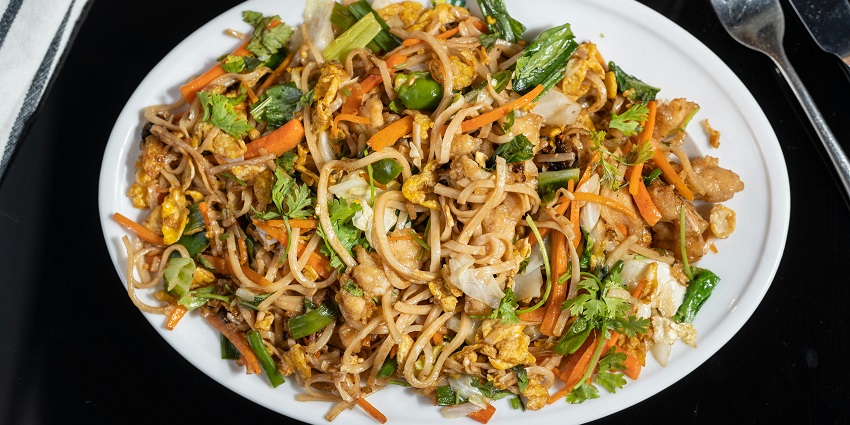 A platter of delicious cooked noodles.