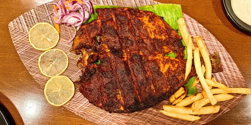A picture of a traditional Bengali meal served at Oh! Calcutta restaurant.
