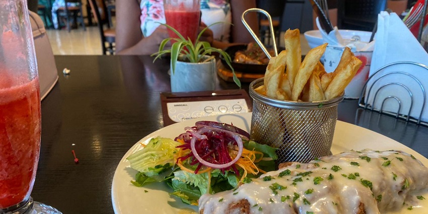 Enjoy delicious food at a restaurant near the museum in Amsterdam, Netherlands.
