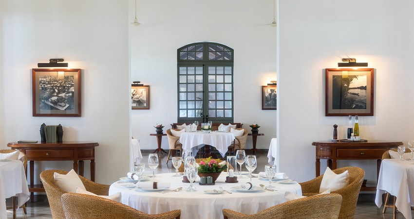 Image from the inside of a restaurant of the beautiful beach side of Mauritius