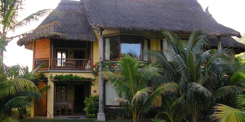 Beautiful snapshot of a idyllic hotel site in Mauritius amidst the blue lagoons of Ocean
