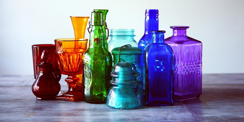 Image of an assorted-colorful Translucent Glass Containers in different shapes and sizes