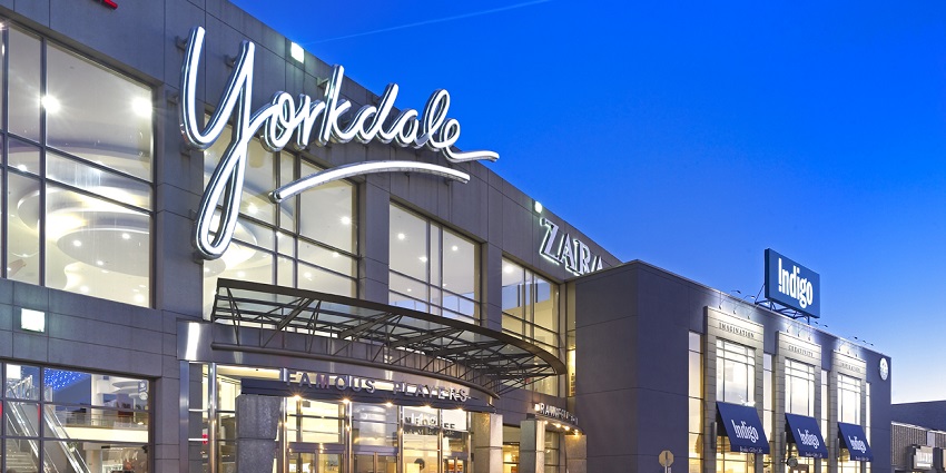 An image of Yorkdale Shopping Centre, a luxury shopping destination in Toronto with many stores.
