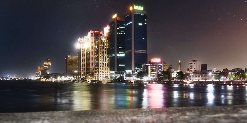 A serene nighttime view of the Zamalek island - one of the best places to visit in Cairo.