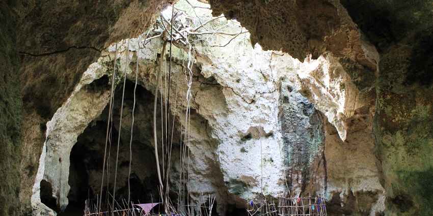 Inside view of Kuumbi Cave, an archaeological site in the Zanzibar Archipelago