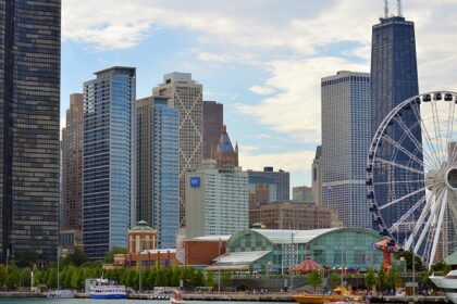 Panoramic view of the Chicago cityscape, highlighting its iconic skyline and architecture