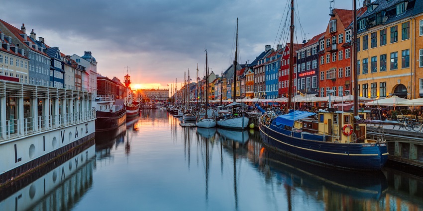 Nyhavn Canal, Copenhagen, one of the best places for Valentine's Day in Denmark.