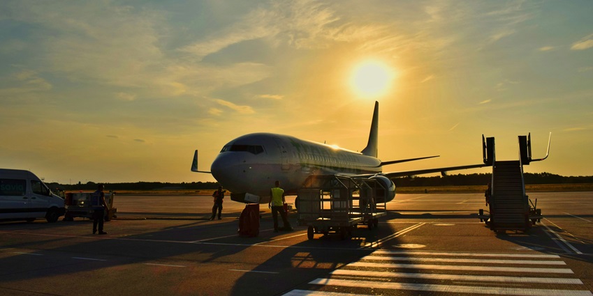 An evening view of the Aberporth Airport featuring splendid aeroplanes and more.