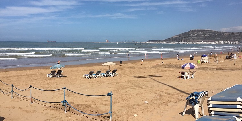 Agadir is among the famous Morocco beaches with golden sand and vibrant seaside resorts.