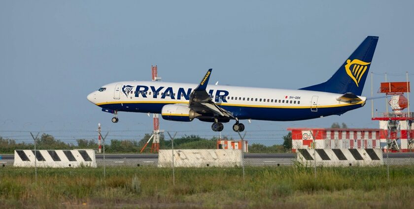 Image of a large jetlines taking off and an airplane parked at an airport in Italy