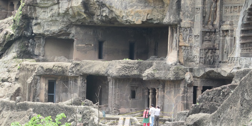 An image of the Ajanta Caves in Maharashtra, one of the best ancient caves in India