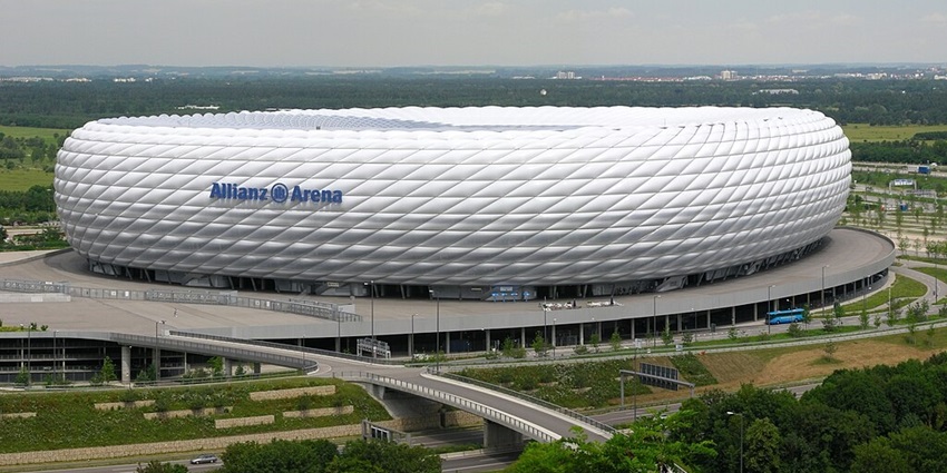 An image showing Allianz Arena in Munich, showcasing its iconic architecture.