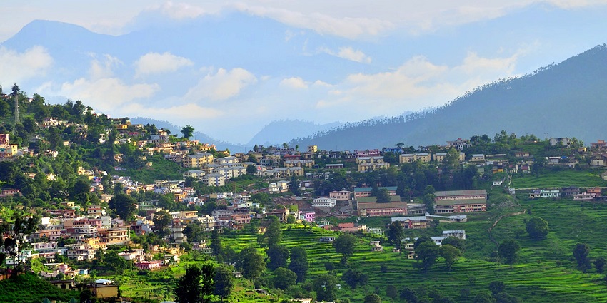 Scenic view of Almora plantation and local villages which is one of the best places to visit near Nainital
