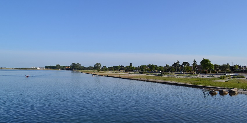 An image of Amager Beach Park filled with people, a popular urban beach in Denmark.