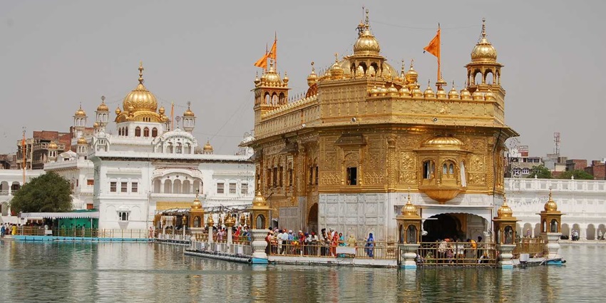 A picture of Baisakhi celebrations in Amritsar, showcasing traditional music and dance