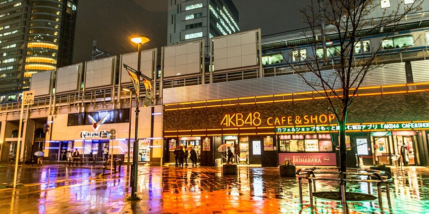 The electric Tokyo nightlife of Akihabara, showcasing its colorful billboards and stores
